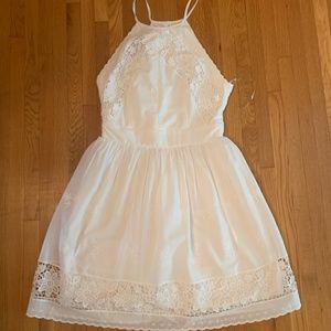 High Neck White Lace Dress